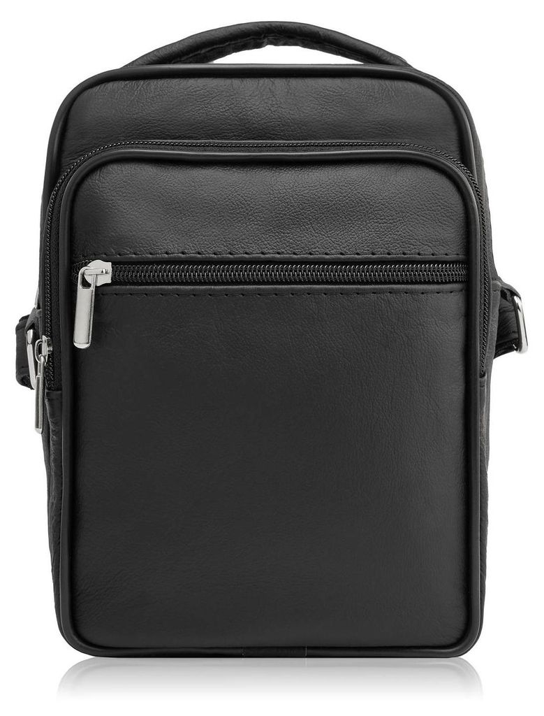 Herren Leder Umhängetasche schwarz geräumig Abruzzo ABR-01