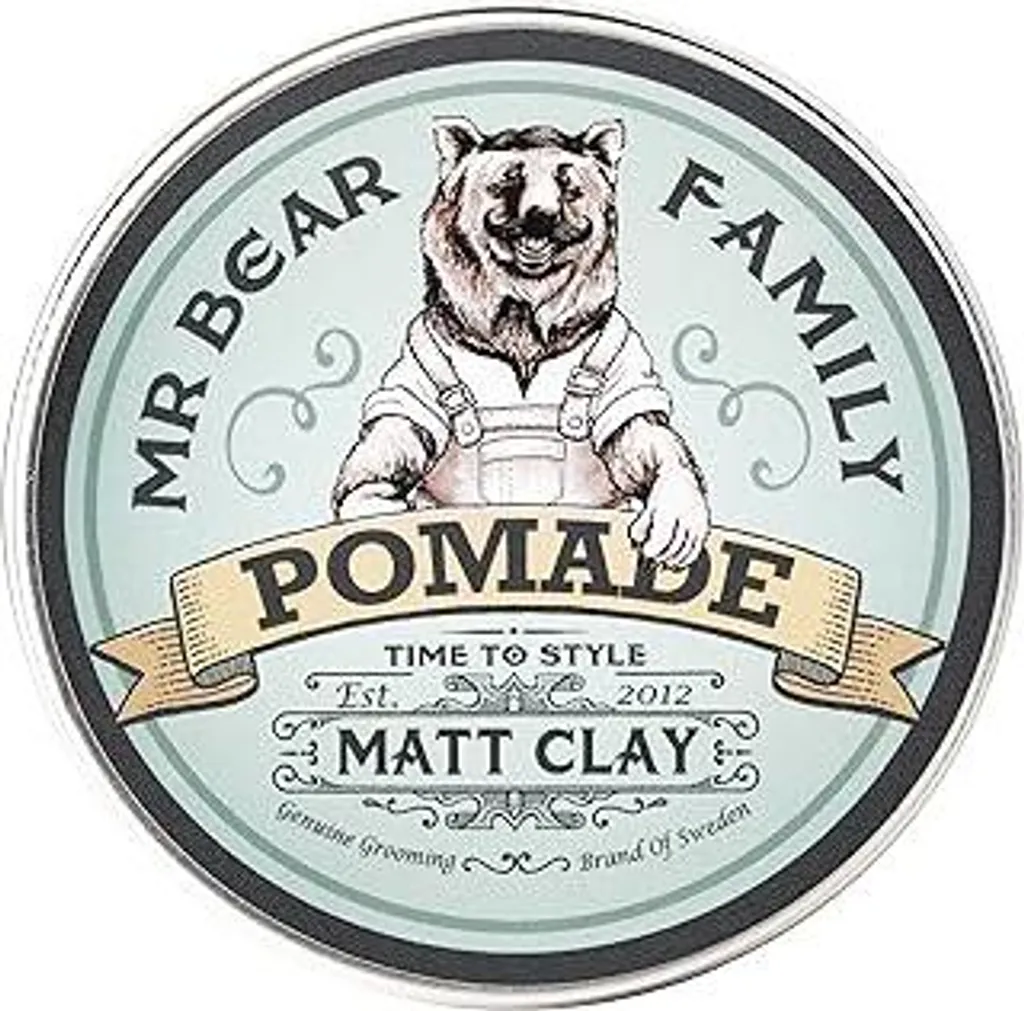 Mr Bear Family Pomata opaca per capelli da uomo – tenuta media a base acquosa, contiene argilla caolinica volumizzante + argilla bentonitica, non unge, pomata opaca per combattere efficacemente l'effetto crespo, 100 ml