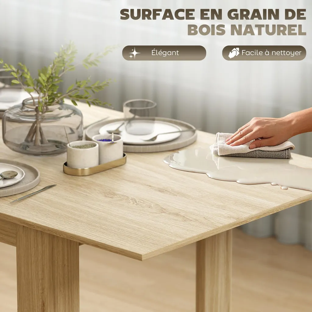 Table à manger modulable 6 à 8 places effet bois naturel design - 6