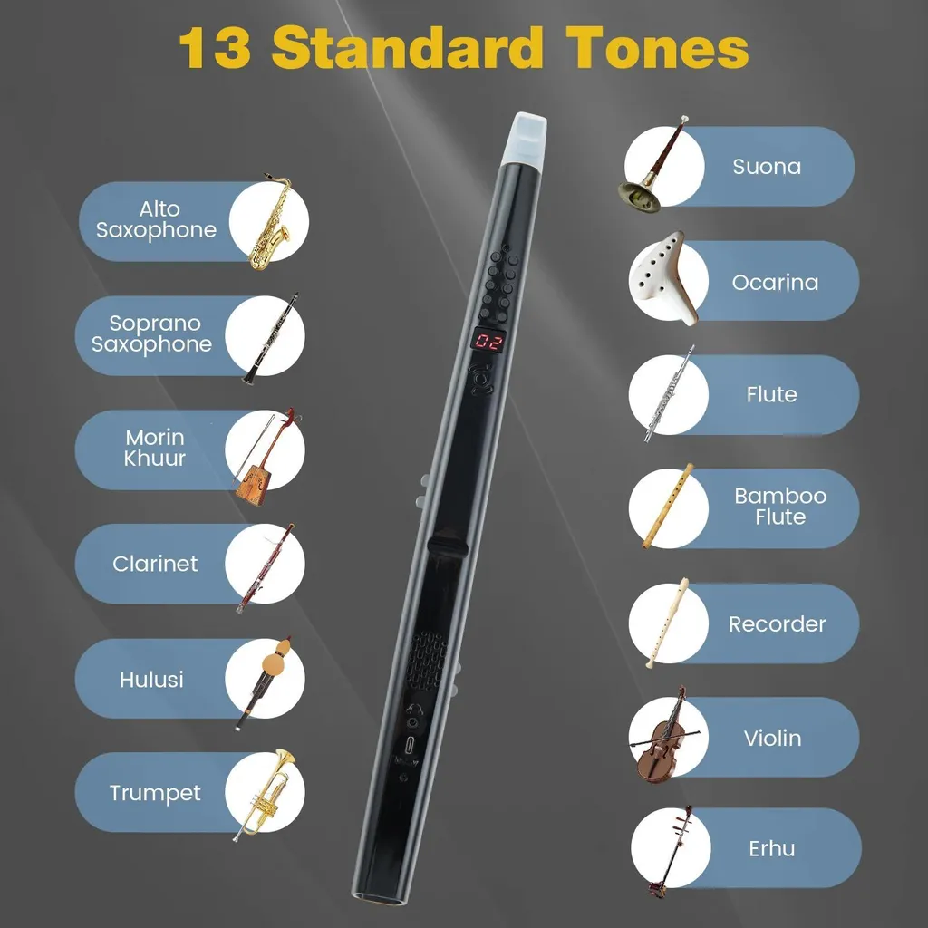 Flûte numérique électronique portable 13 tons et doigté ajustable - 5