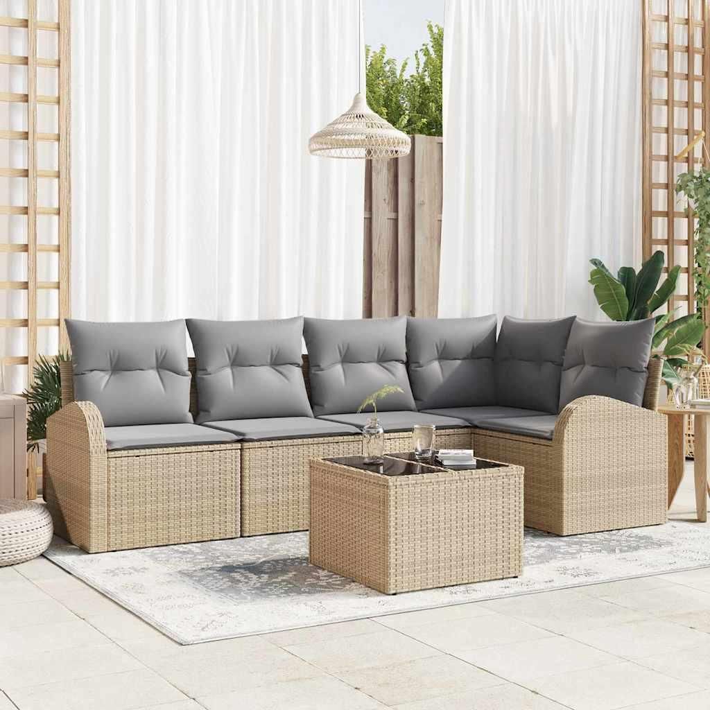 Maison Exclusive - Sofa Set mit Kissen 6 pcs Beige Polyester