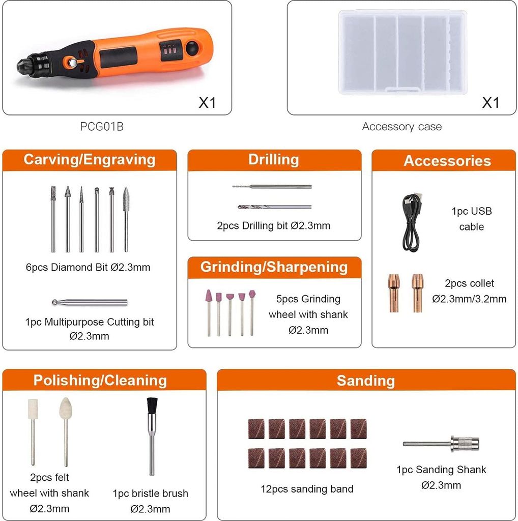TACKLIFE PCG01B; Schnurloses Rotationswerkzeug, 3,7V, 3 Produktbild 2