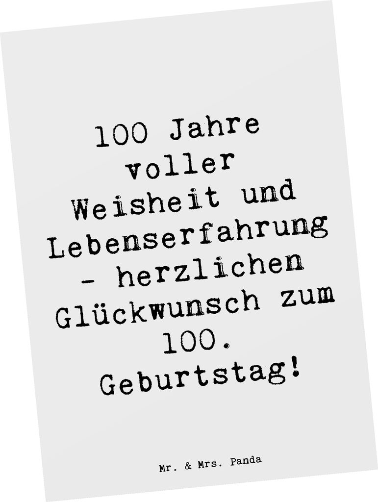 Mr. & Mrs. Panda Postkarte Spruch 100. Geburtstag - Weiß - Geschenk, Postkarten, Alter, Jubiläum, hundertster, Respekt, Ansichtskarte, Glückwuns...