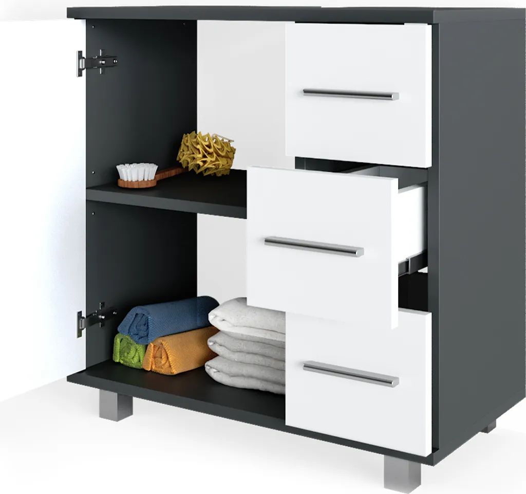 Meuble vasque Vicco Ilias Anthracite - Solution gain de place 2 éléments - 6