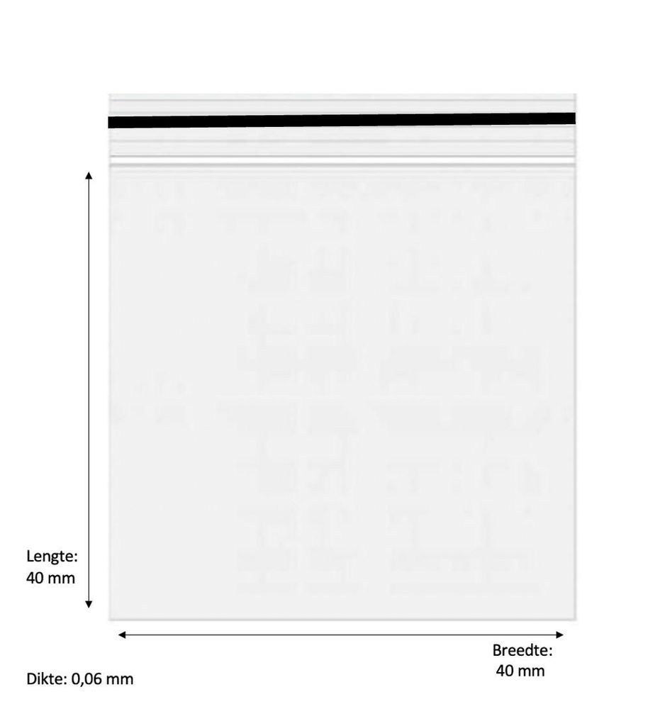 Snelverpakken EN 100x Druckverschlussbeutel / Zip-Beutel / Minigrip-Beutel / Zip-Lock Bag / Baggys 40 x 40mm 60 Mikron Transparent - Schwartz