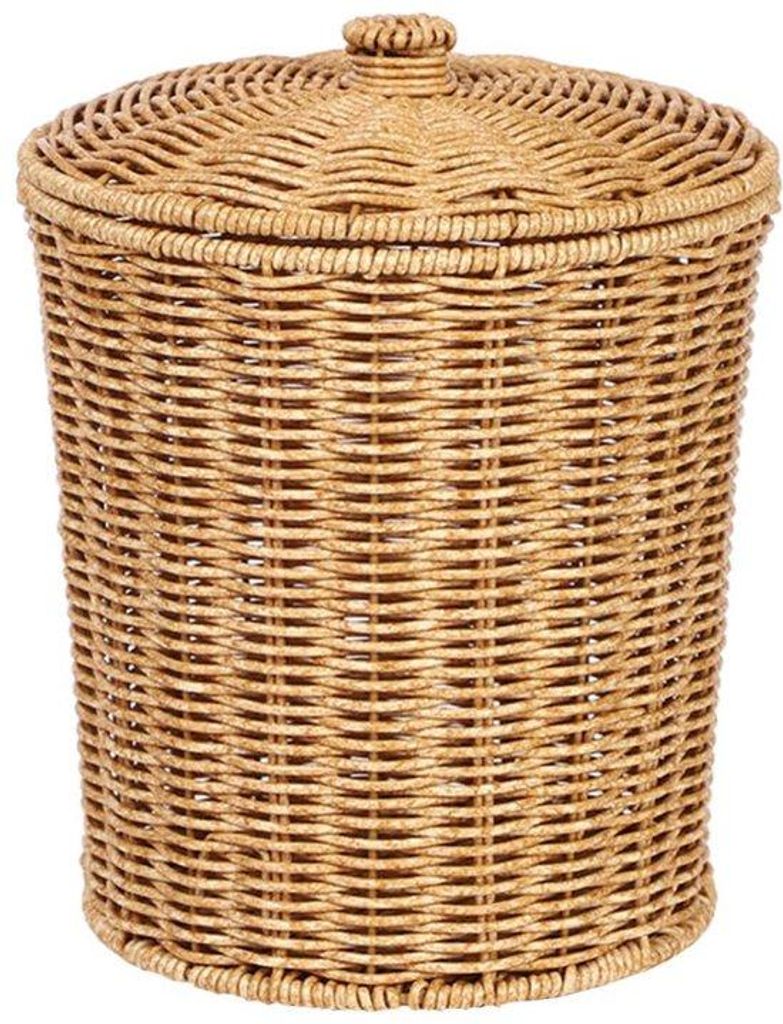 Ratanový odpadkový kôš s ochranným krytom, pletený Obrázok produktu 