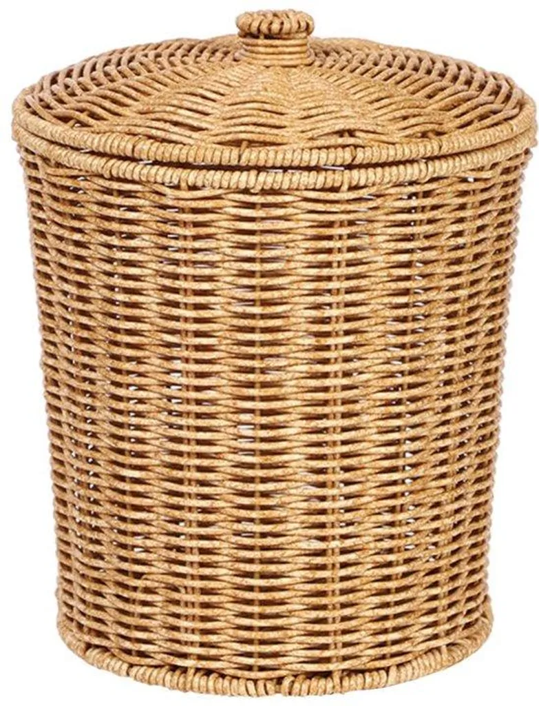 Panier à linge en rotin avec couvercle amovible pour salle de bains zen