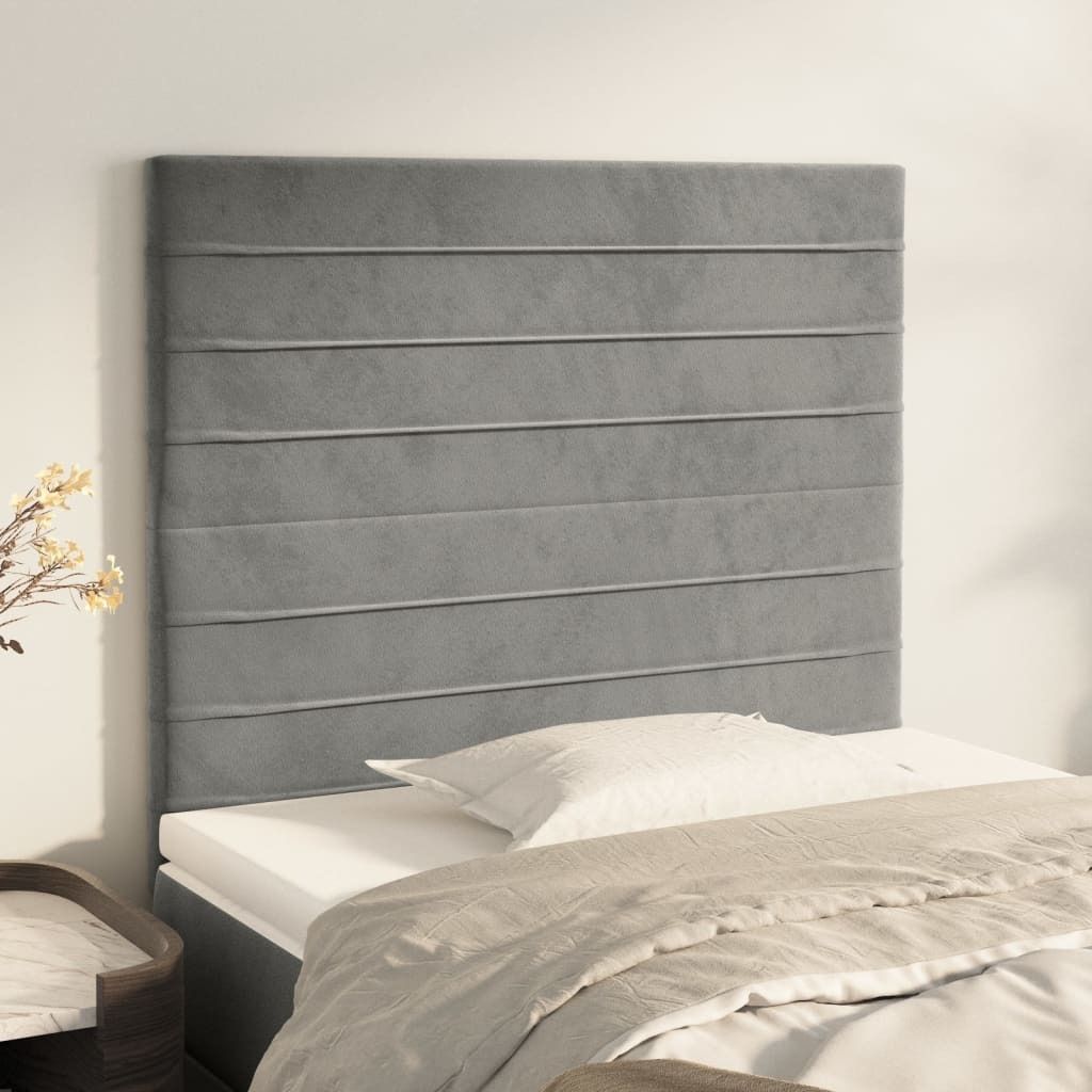 The Living Store Kopfteile 2 Stk. Hellgrau 90x5x78/88 cm Samt