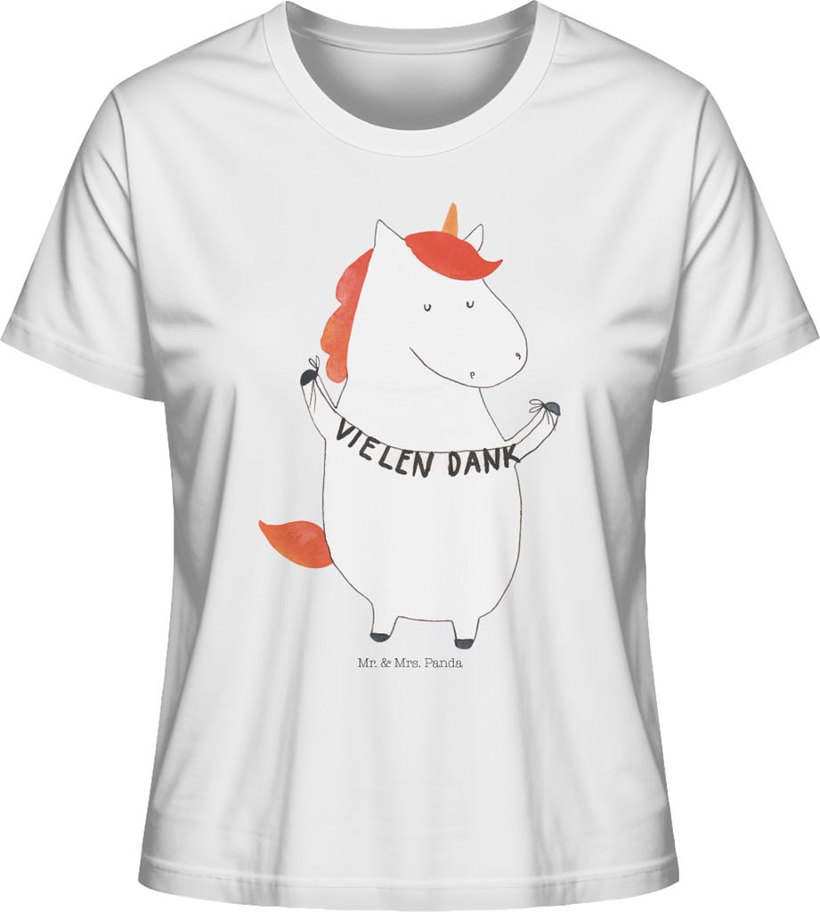 Mr. & Mrs. Panda Damen Kurzarmshirt Einhorn Dankeschön Größe S - Weiß - Geschenk, Danke, Frauen T-Shirt, Vielen Dank, Oberteil, für, Danksagun...
