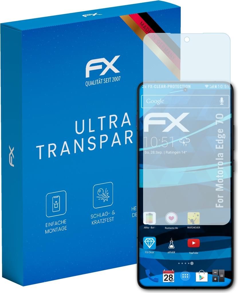 atFoliX FX-Clear 3x Schutzfolie kompatibel mit Motorola Edge 70 Displayschutzfolie