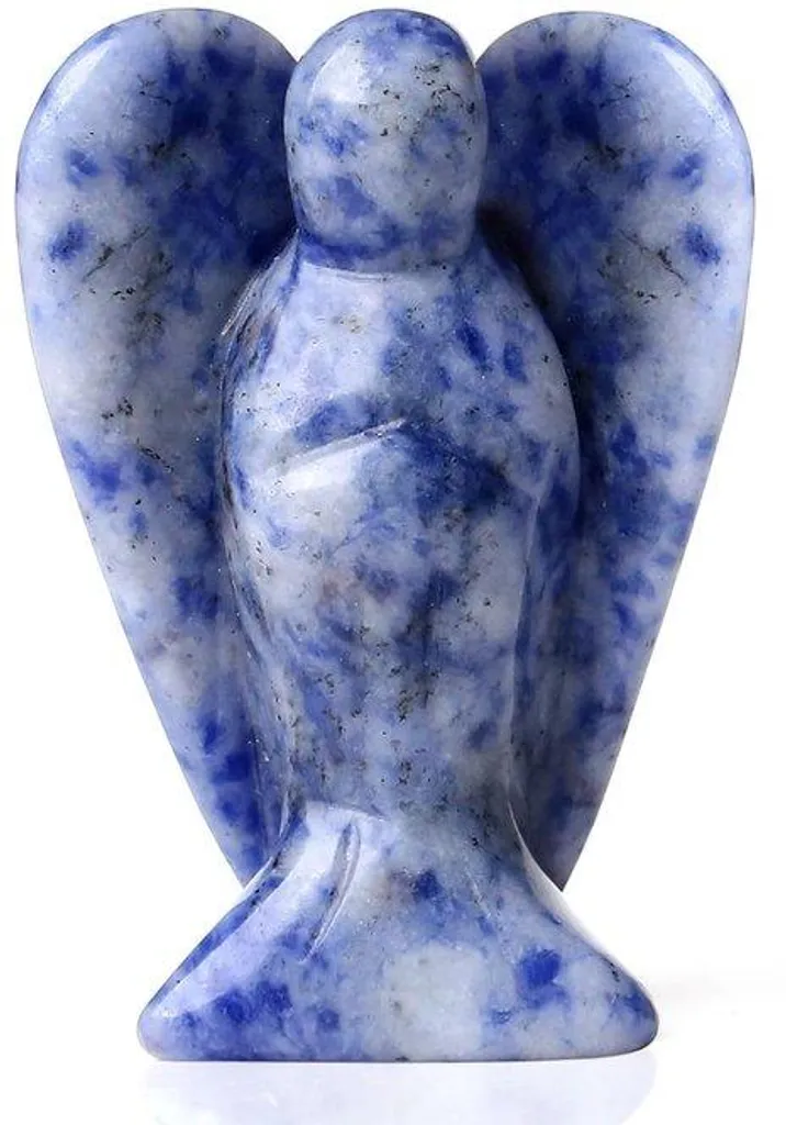 Ange en Pierre Sodalite Naturelle, Sculpture de Cristal Polie Reiki