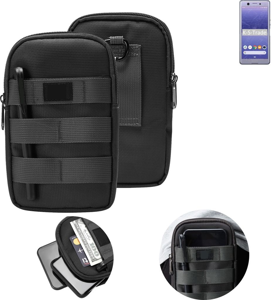K-S-Trade Holster Gürtel Tasche kompatibel mit Sony Xperia Ace Handy Tasche Schutz Hülle dunkel-grau viele Fächer, 1x