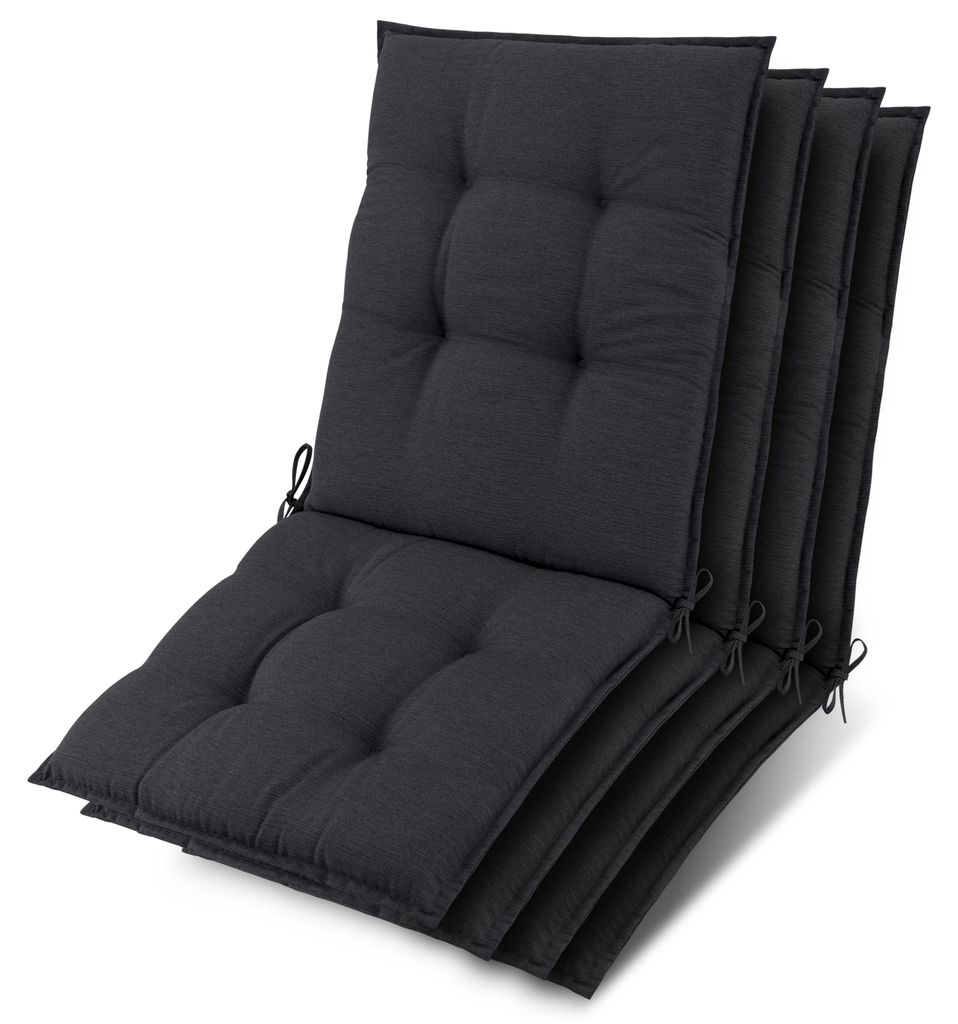 Beautissu 4er Set Niedriglehner Auflage Sun-NL 100x50x8cm Anthrazit