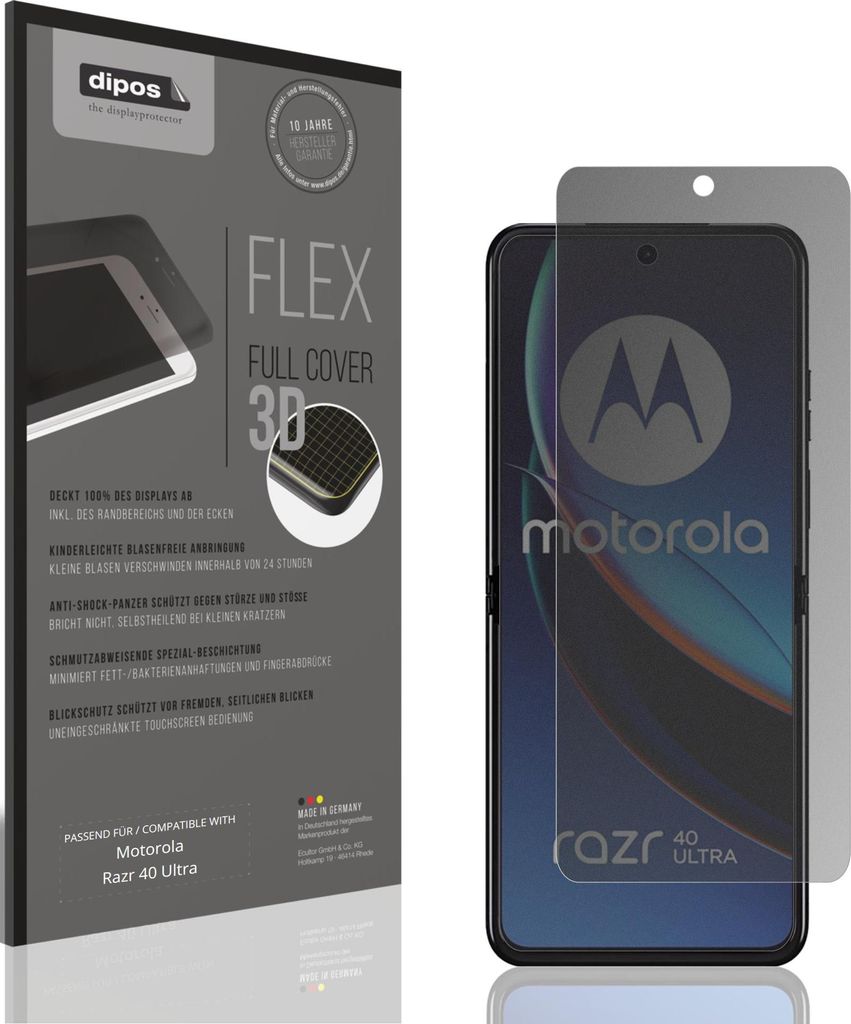Full Cover Privacy Blickschutzfolie für Motorola Razr 40 Ultra Folie Anti-Shock