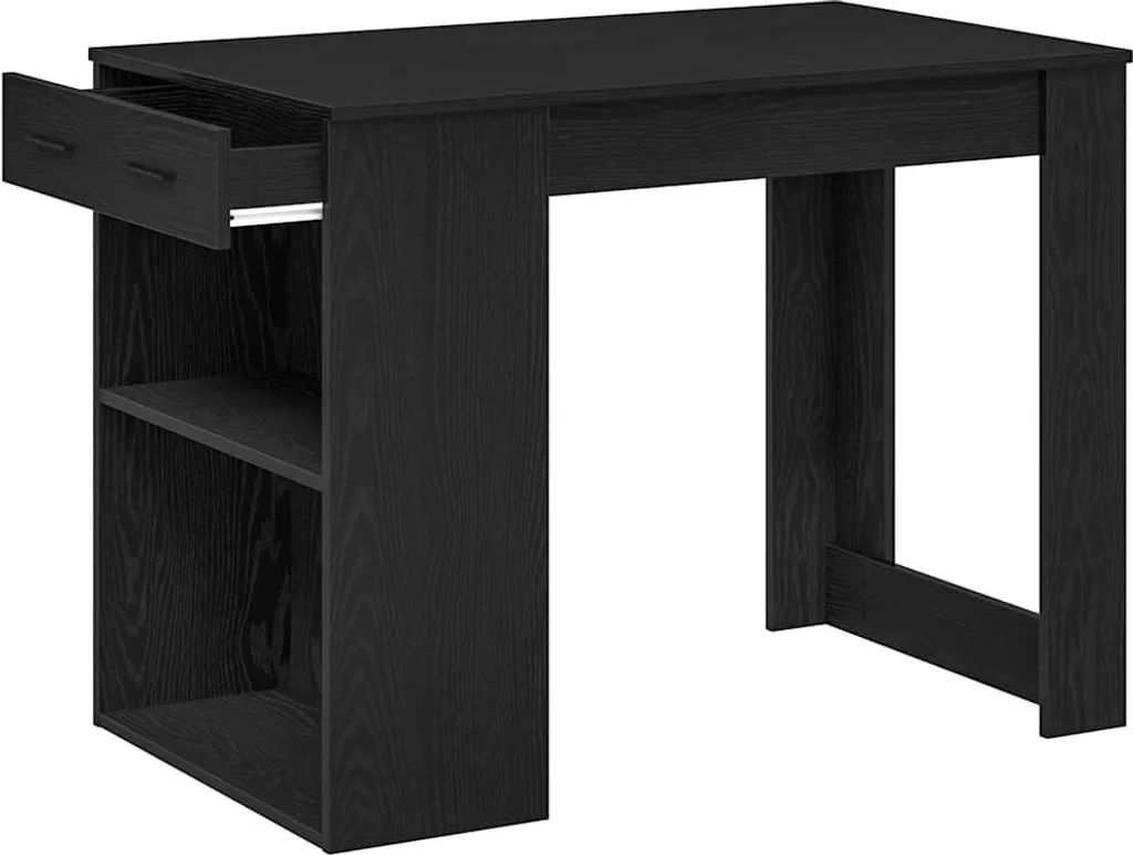 SYFAX™ Scrivania con Cassetto e Ripiano Rovere nero Legno Multistrato - 4