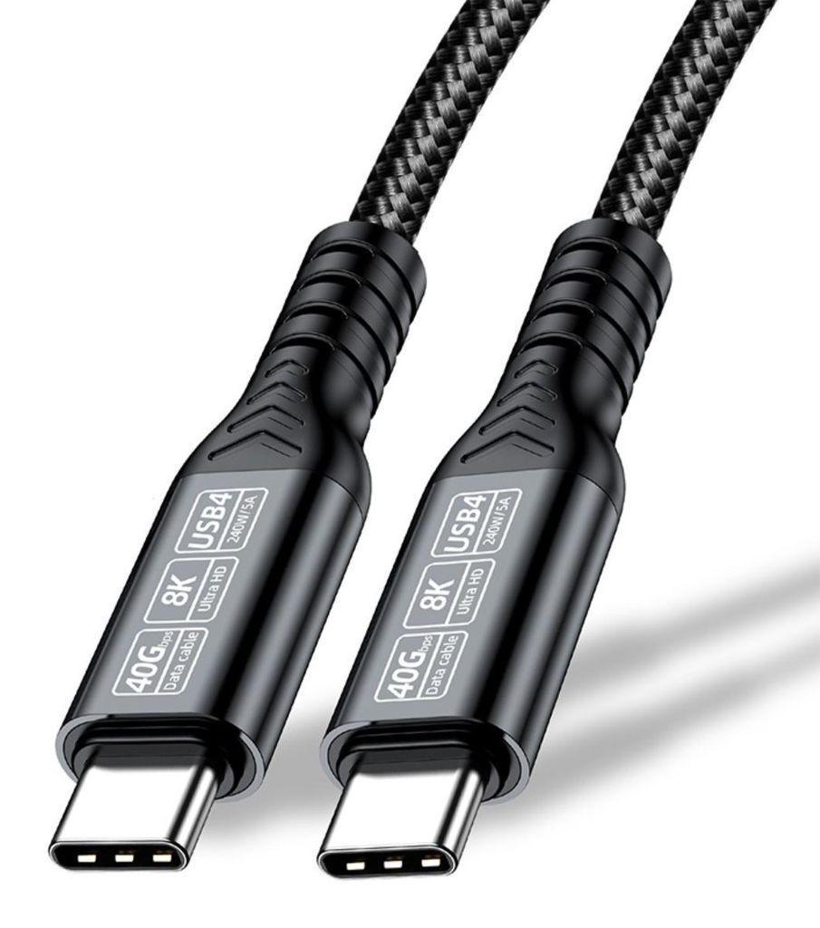 INF USB4 USB-C-Kabel 40Gbps 240W PD 8K@60Hz DP1.4 Nylon geflochten Schwarz 1,5 M