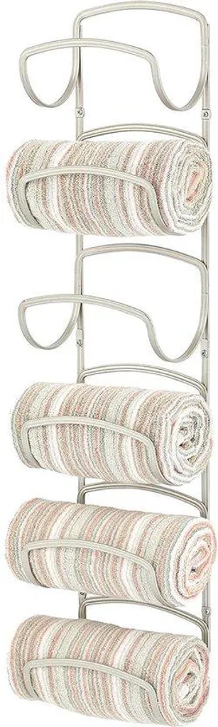 Porte-linge design 6 niveaux en métal satiné - Rangement mural polyvalent