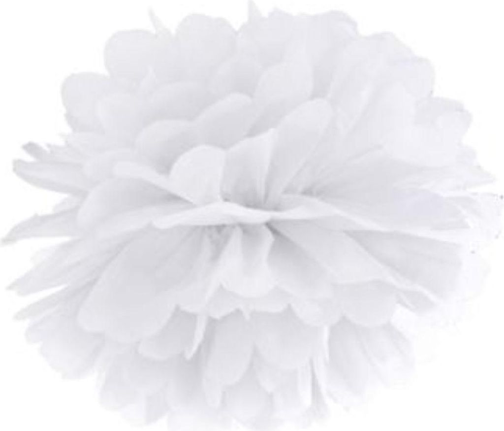 PartyDeco Weißer Papierpompon 25cm Dekoration Produktbild 