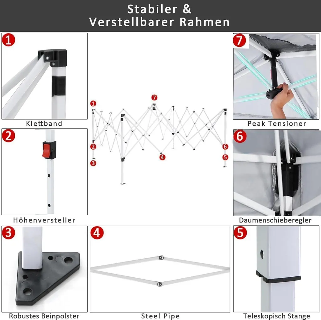 Tente de Réception 3x3m Imperméable - Barnum Gris Stable COBIZI