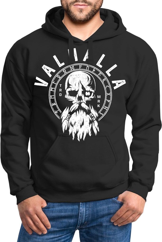 Neverless Felpa Con Cappuccio Da Uomo Con Stampa Valhalla Teschio Odin Runen Vichingo Alla Moda See You In Valhalla Colore Nero Xxxxxl 106931409