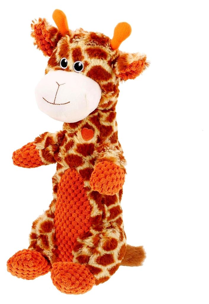 Quietschspielzeug in Giraffenform für kleine Hunde – Weiches Plüsch-Kauspielzeug zur Zahnpflege und interaktives Welpenspielzeug für Haustiere