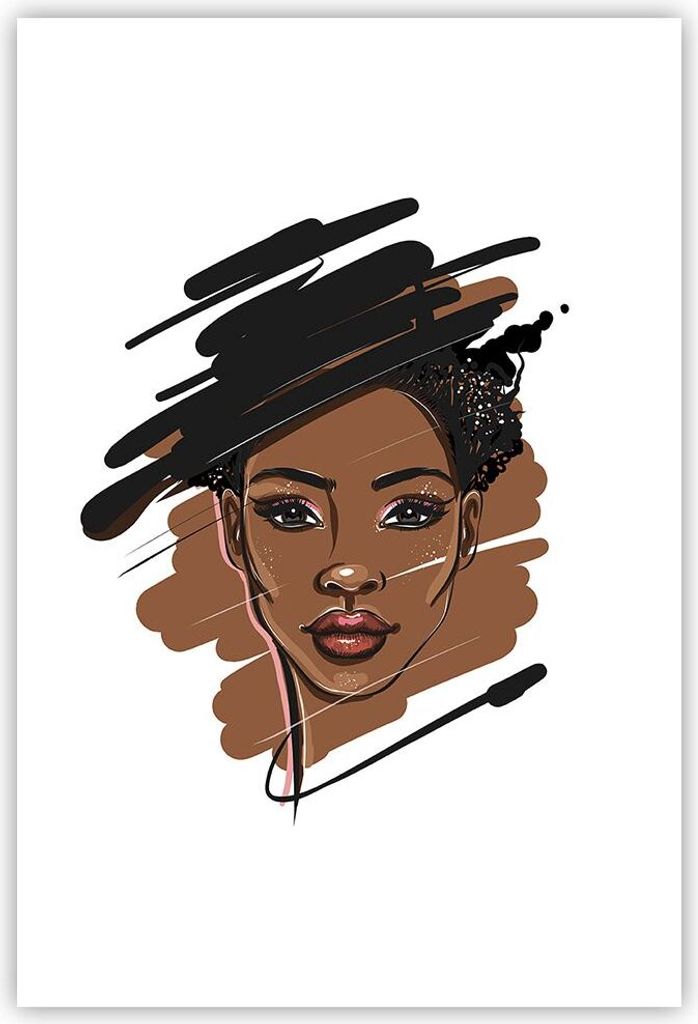 Poster - Poster ohne Rahmen - Afrikanisch Modern Porträt - 61x91,5 cm - Wand Bild - Wanddeko - Wandbilder - Kunstposter - Wandposter - Bilder - Ku...