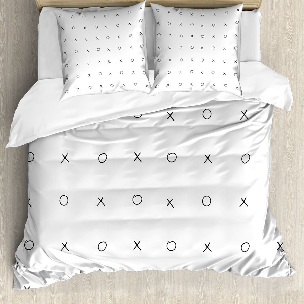 ABAKUHAUS Xo Bettbezug, Geometrische Monochrome Spiel, Milbensicher Allergiker geeignet mit Kissenbezügen, 155 cm x 220 cm - 80 x 80 cm, Schwarz u...
