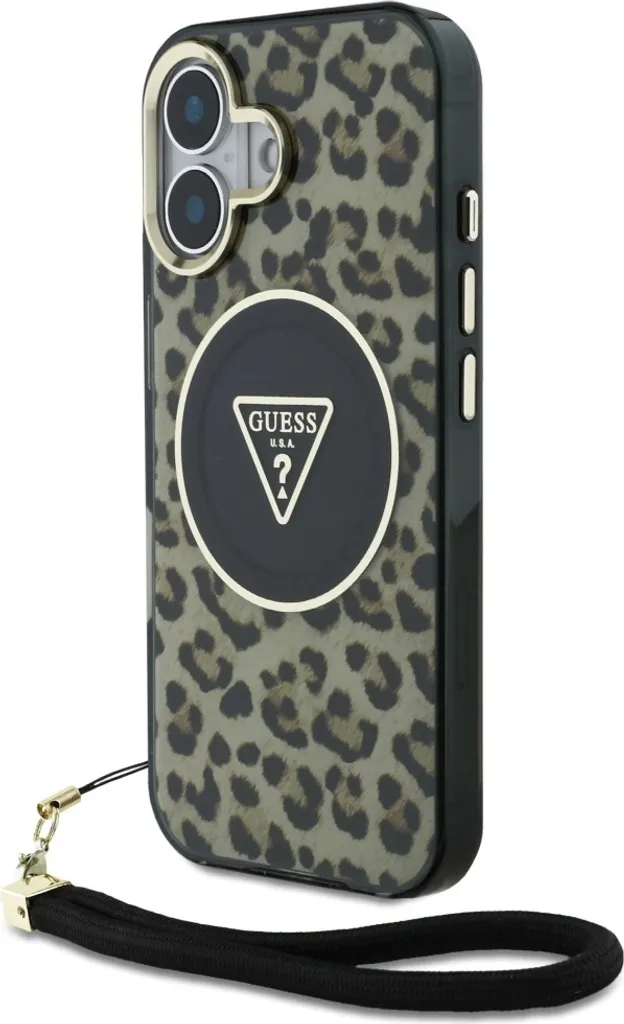Custodia iPhone 16 Guess Leopardata Marrone MagSafe Originale