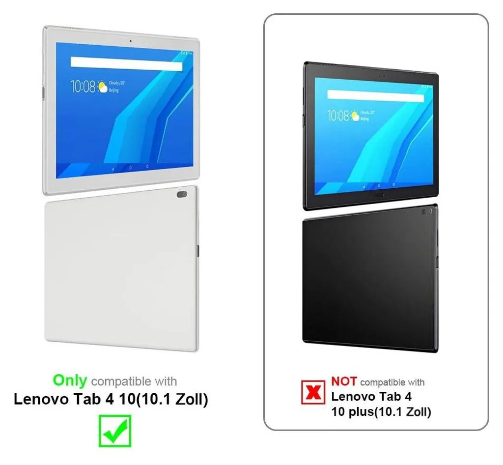 Cadorabo Pellicola blindata per Lenovo Tab 4 10 (10,1" pollici) in pellicola protettiva trasparente Tablet temperato