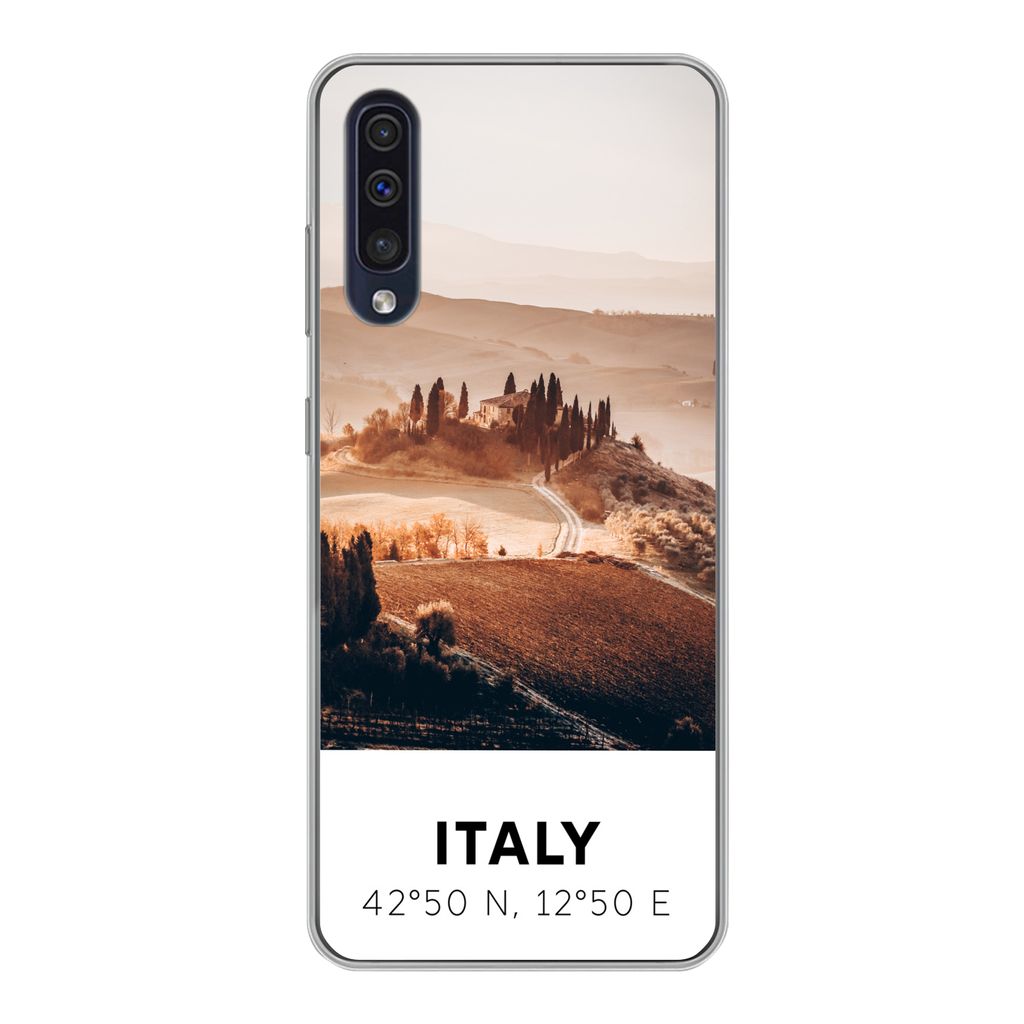MuchoWow Handyhülle Schutzhülle Hülle für Samsung Galaxy A30s Toskana - Italien - Sommer Silikon Softcase Handy Hülle - Karteninhaber