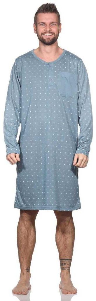 Herren Nachthemd langarm Sleepshirt; Grün/M Produktbild 