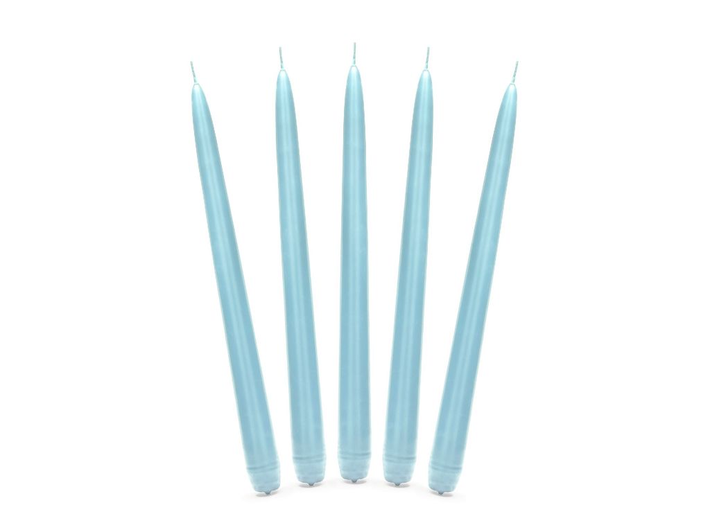 Candele a punta 24 cm 10 pezzi blu chiaro Immagine del prodotto 