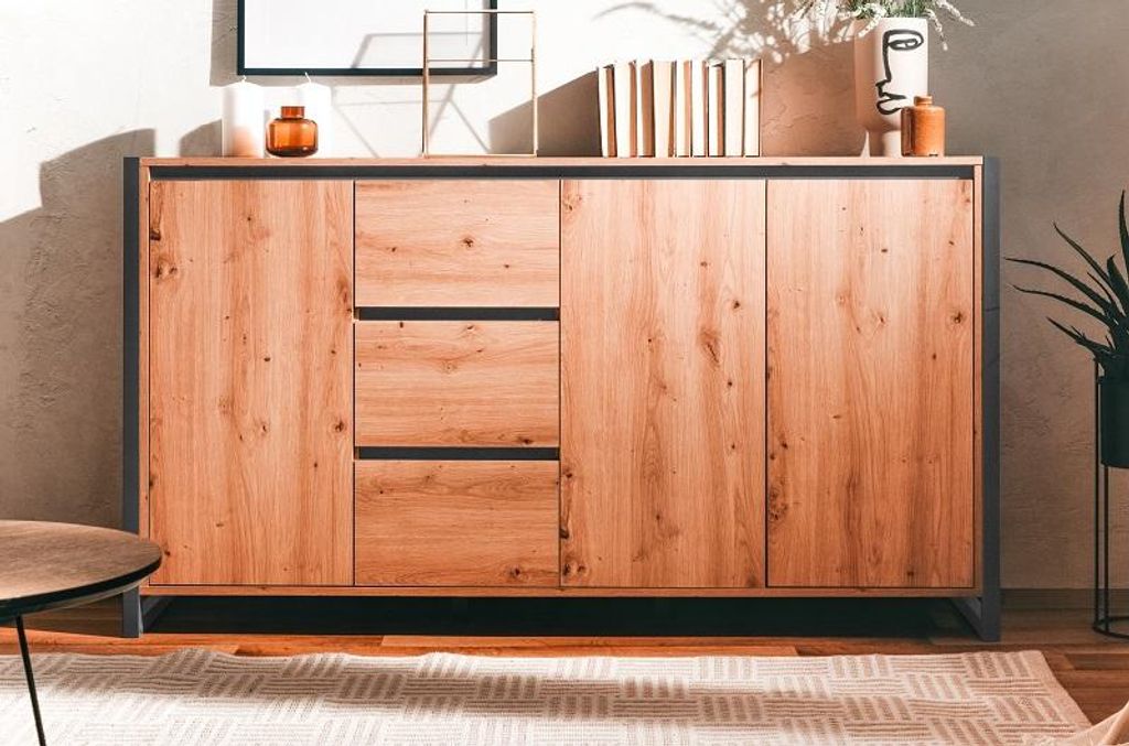 Kommode Sideboard Denver 3 | Artisan Oak / anthrazit | Produktbild 