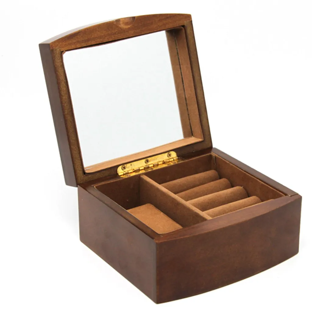 Portagioie Queen Isabel in Legno Marrone con Scomparti Organizzatori