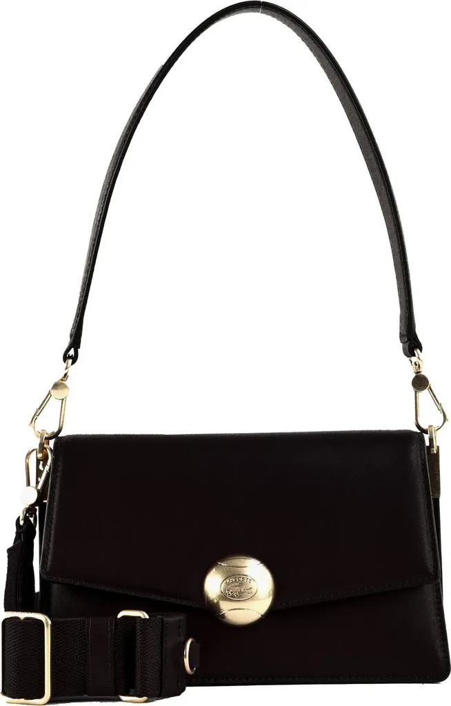 Petit Sac à Bandoulière Lacoste Noir - Besace Femme Élégante avec Rabat
