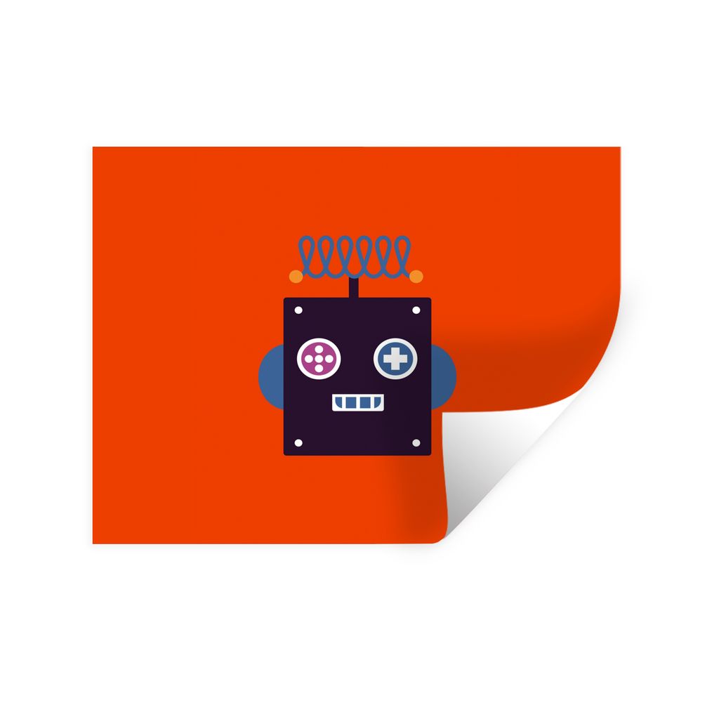 MuchoWow Wandtattoo Wandsticker Wandaufkleber Roboter - Rot - Gesicht - Formen - Jungen - Kinder 80x60 cm Selbstklebend und Repositionierbar - Fa...