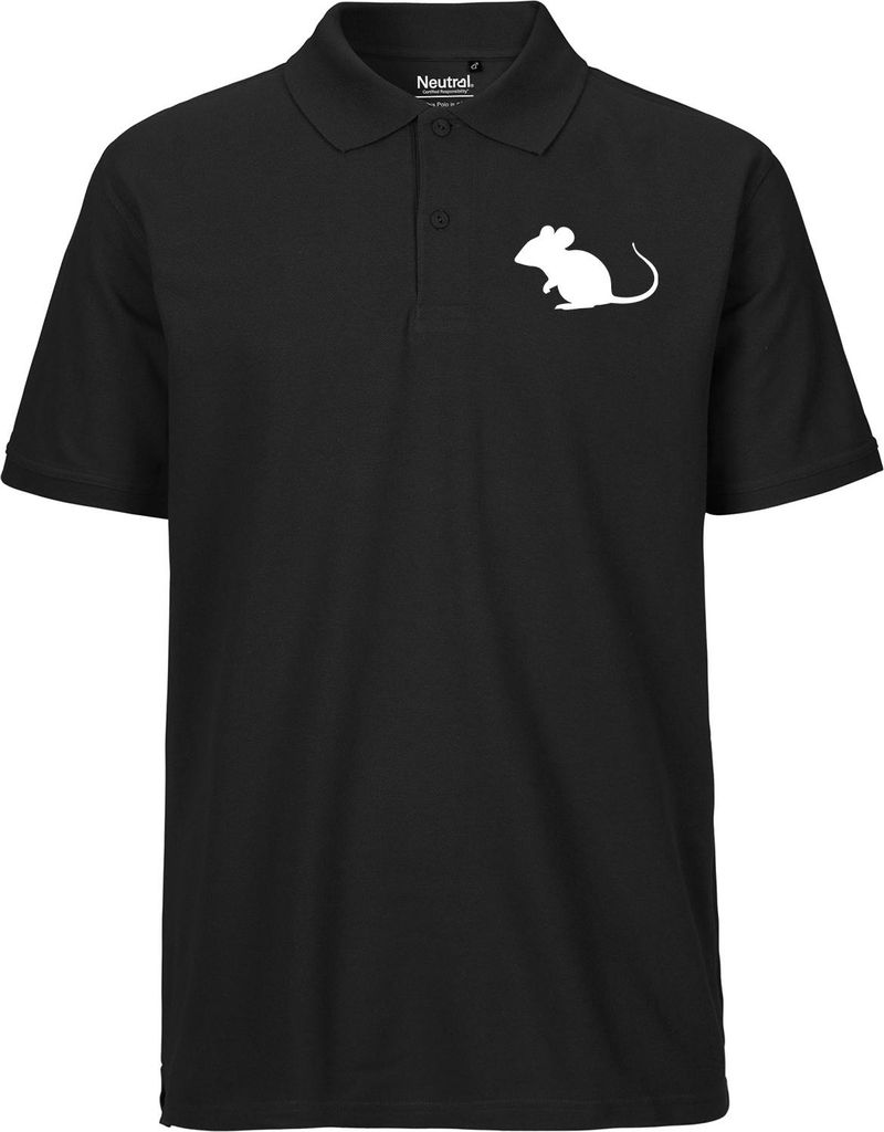 Huuraa Herren Polo Shirt Maus Silhouette XL Black Bio Baumwolle Fairtrade Poloshirt Geschenkidee