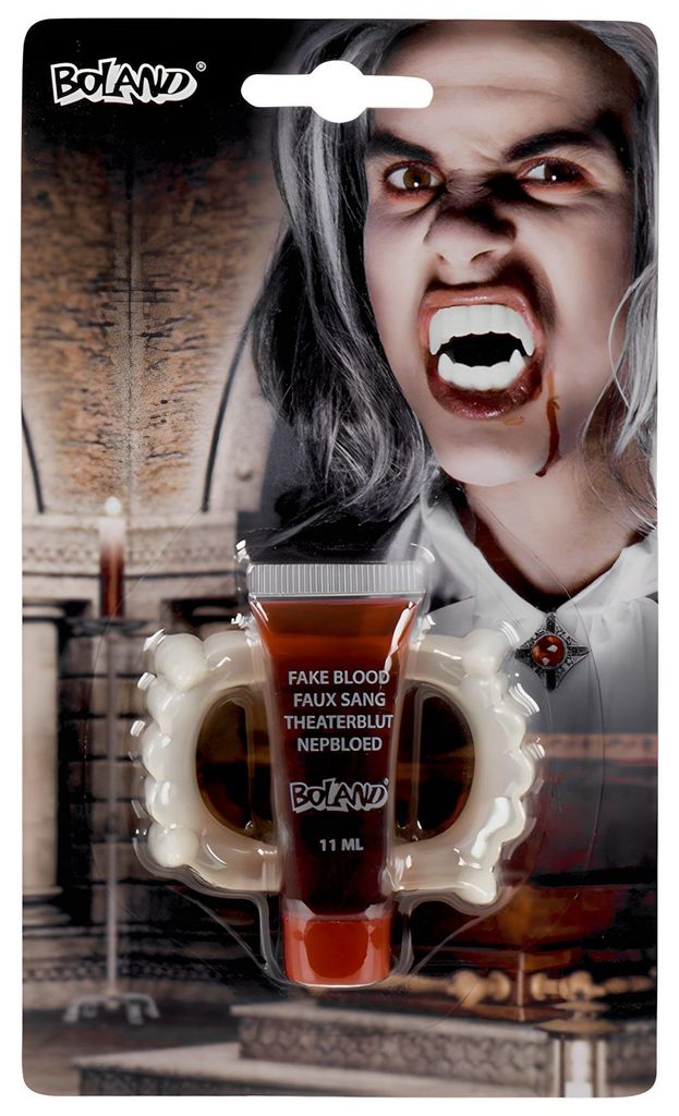 Dent de vampire d'Halloween avec sang de théâtre 11ml Image du produit 