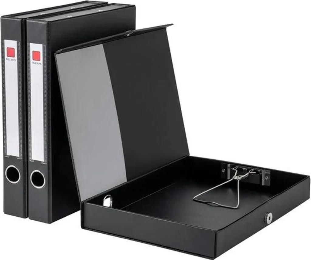 Lot de 3 Porte-documents A4 Noir avec Socle de 45 mm pour Bureau