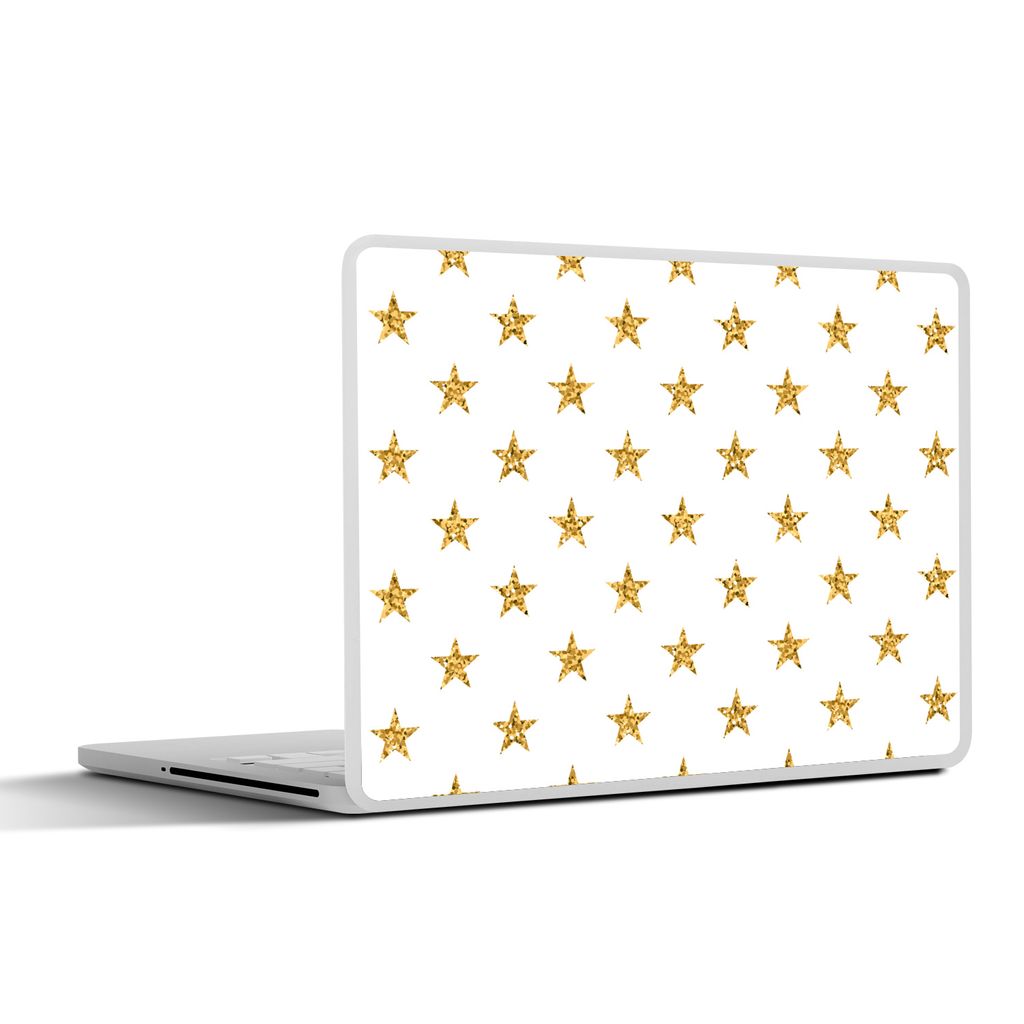 MuchoWow Laptop Aufkleber Sticker Cover Sterne - Glitter - Gold - Design - Weihnachten 32.5x23.5 cm - Sticker für Laptop - Selbstklebend