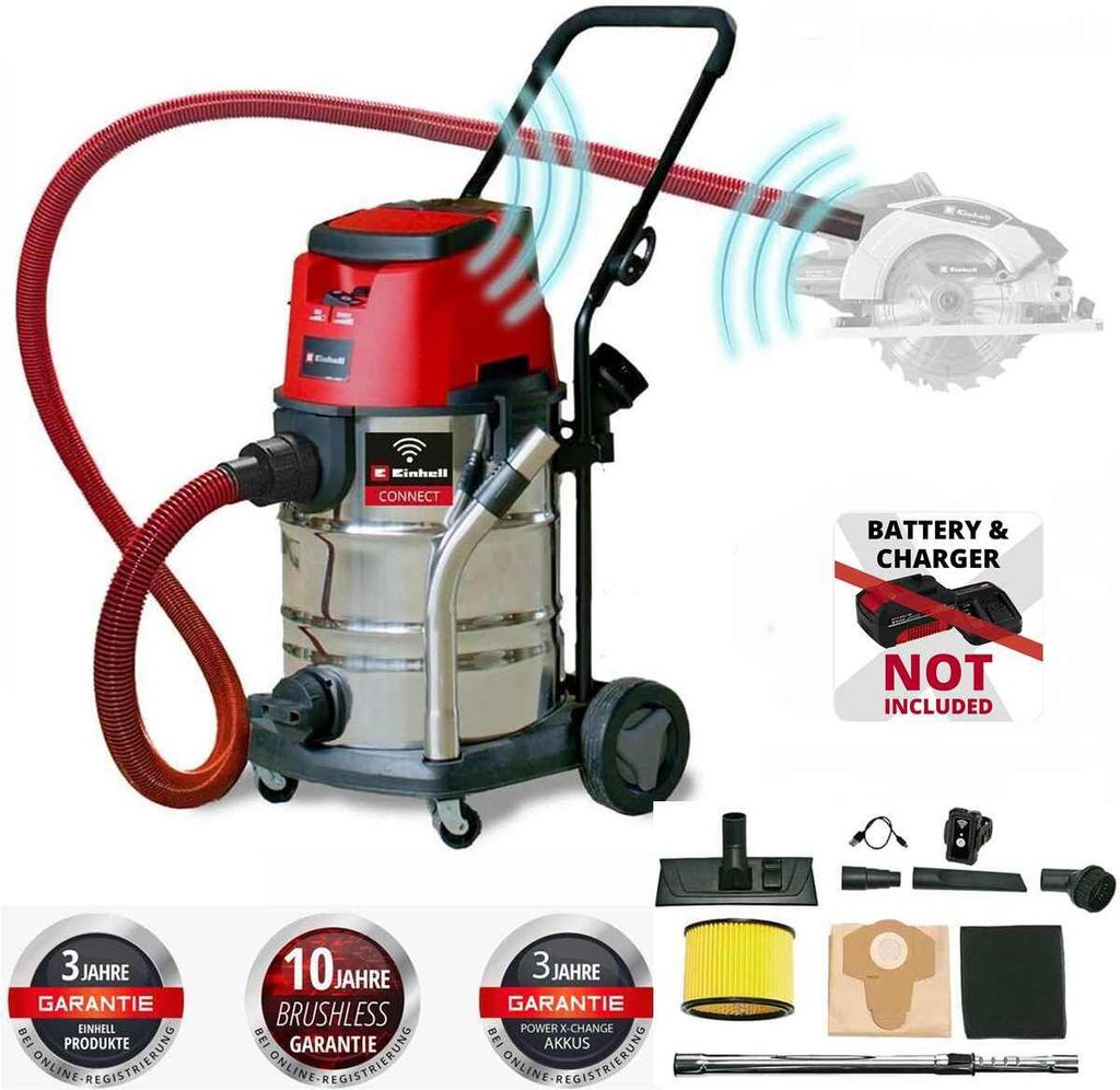 Einhell Professionel Akku-Nass-Trockensauger TP-VC 36/30 Connect ( ohne Akku / Ladegerät )