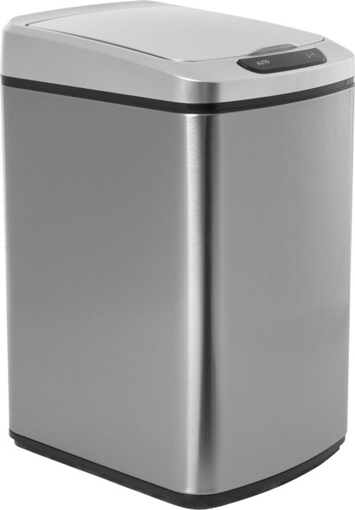 iQtech Quadrat 15 l, berührungsloser Abfallsammler, quadratisch, silber, Edelstahl/Kunststoff
