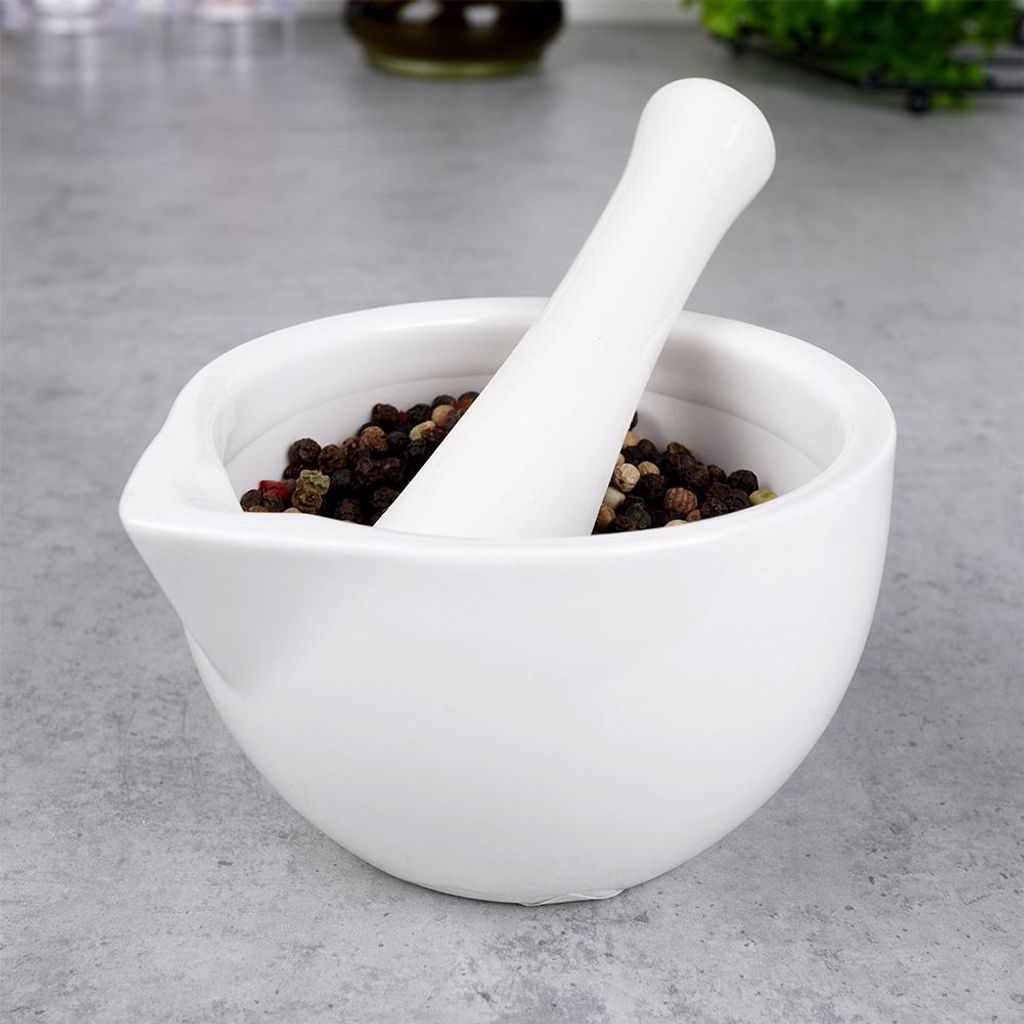 CLISPEED Keramik Stößel - Ergonomischer Knoblauchstampfer Für Gewürze & Babynahrung