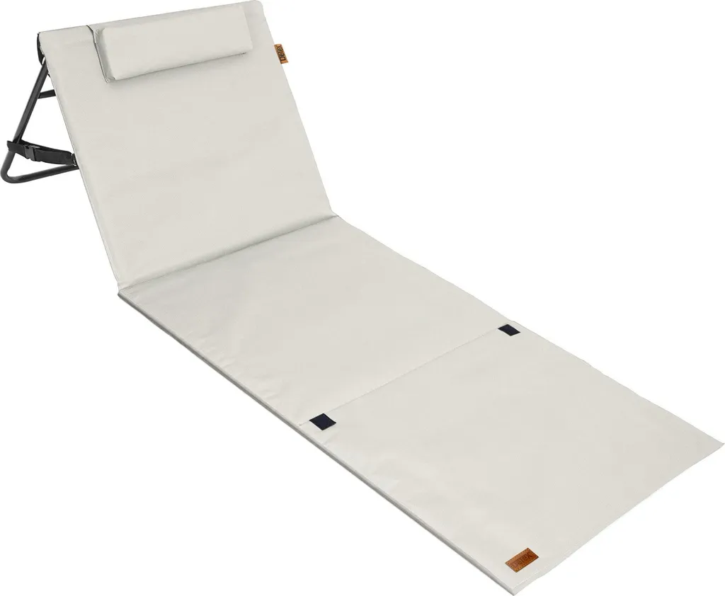 Matelas de plage avec dossier inclinable beige et structure en acier léger