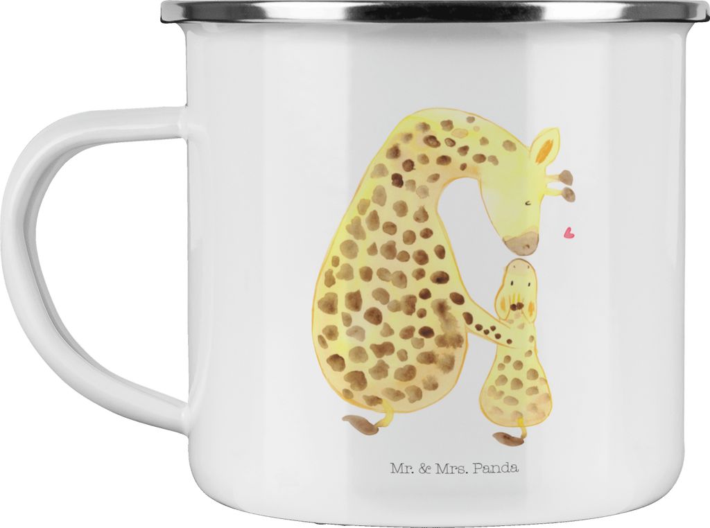 Mr. & Mrs. Panda Emaille Tasse Giraffe Kind - Weiß - Geschenk, Mama, Becher, Pott, Tochter, Mutter, Sohn, Lieblingsmensch, Haferl, Afrika, Teetasse