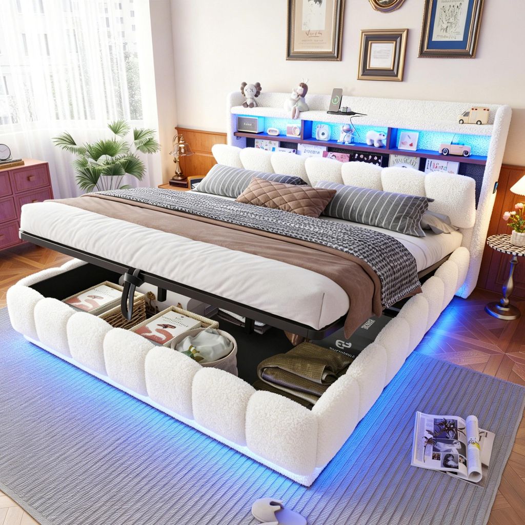 Postel s čalouněnou čelní stranou, rozměr 180x200 cm, s USB Obrázek produktu 