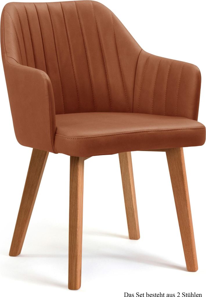 Armlehnstuhl (2er-Set) Dasi 58x81x60 Eiche geölt/Cognac