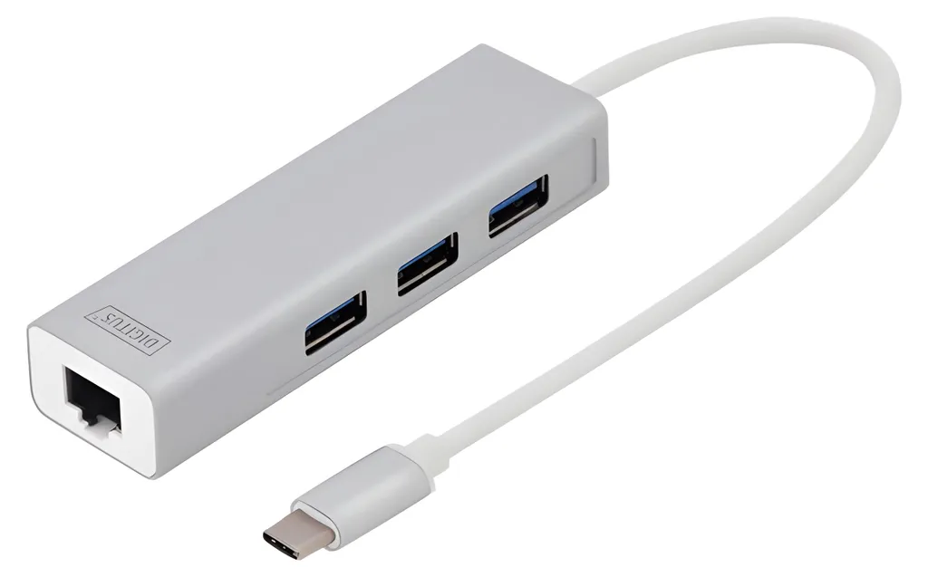 Hub USB 3.0 avec port réseau RJ45 blanc pour ordinateur portable
