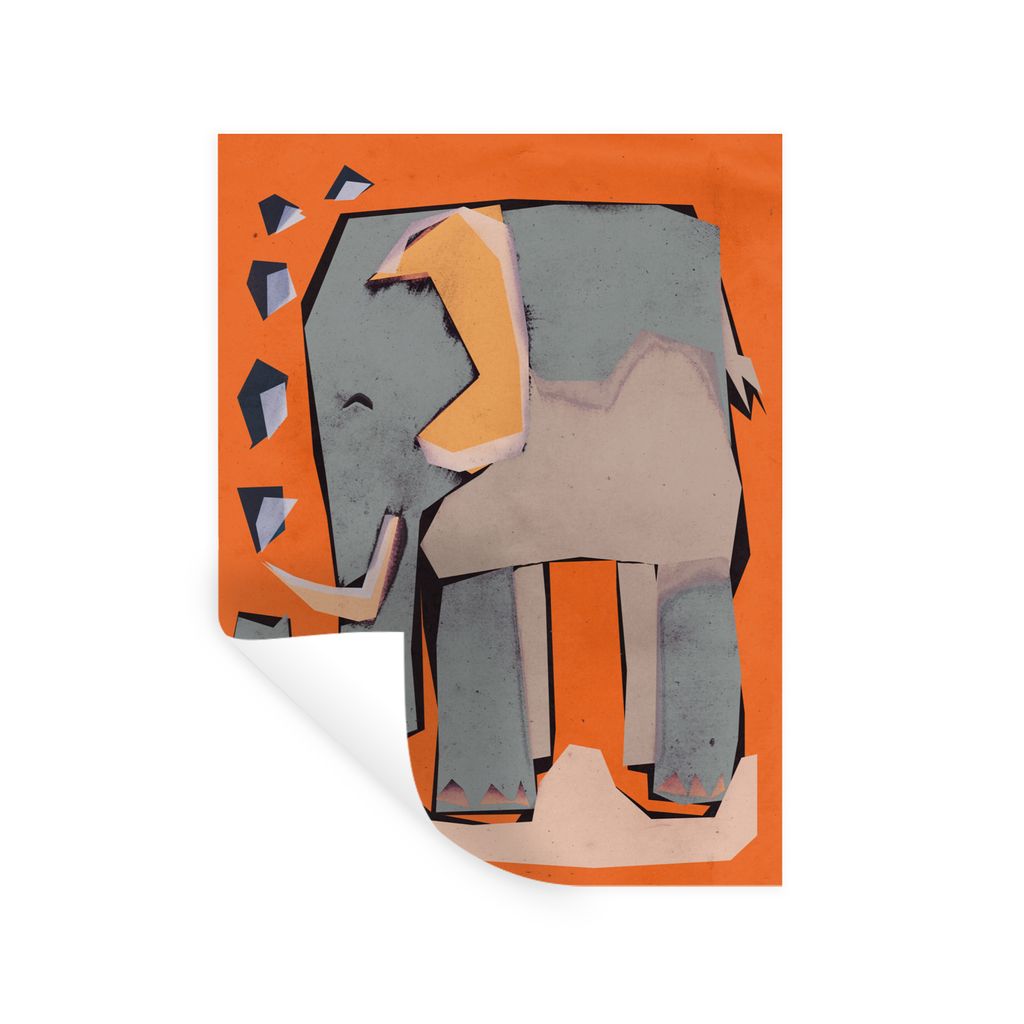 MuchoWow Wandtattoo Wandsticker Wandaufkleber Elefant - Kinder - Pastell - Orange - Tiere 30x40 cm Selbstklebend und Repositionierbar - Sticker -...