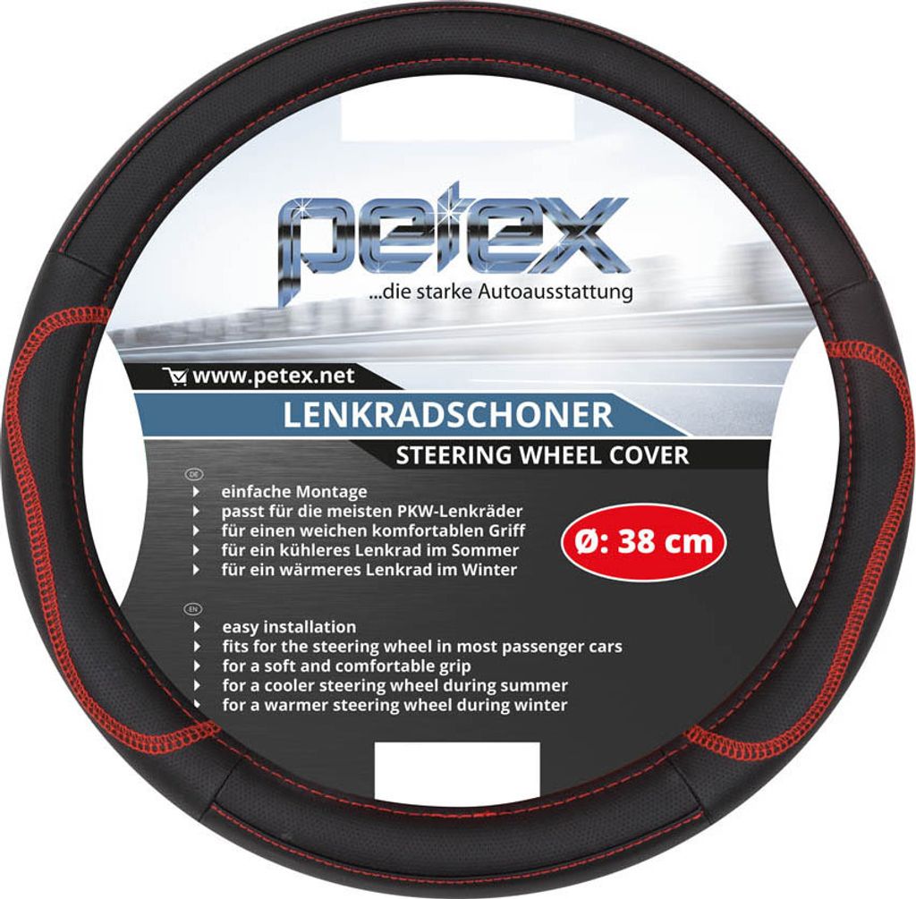 Lenkradbezug, Ø 38 cm, TPE-Ring, Design 1102, rot von PETEX Produktbild 